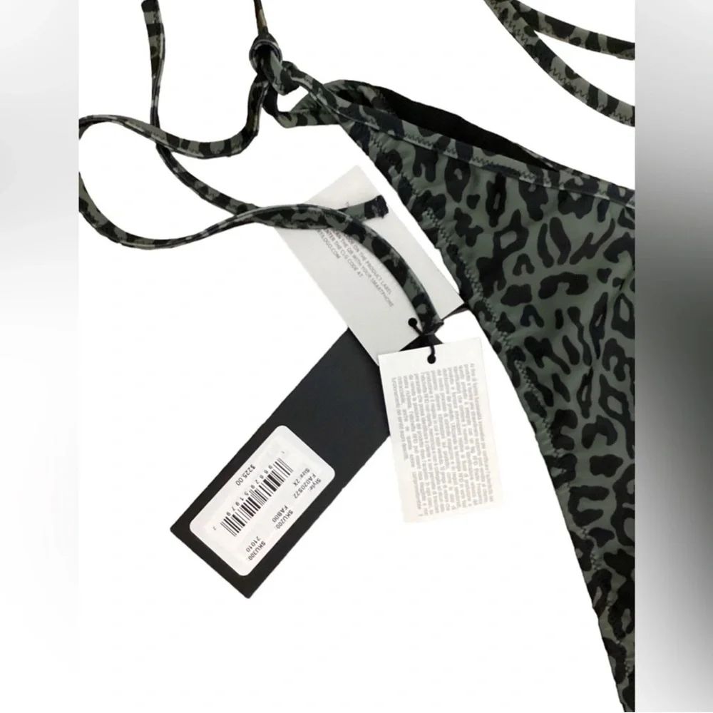 NWT Palm Angels Animal Print Brazilian Bikini Set in  Green & Black Size XXL